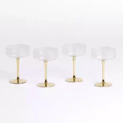 Clearance Kirklands Home Ripple Gold Base Coupe Wine Glasses, Set of 4