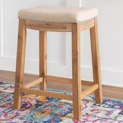 Kirklands Home Riverdale Acacia Wood Counter Stool White