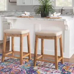 Kirklands Home Riverdale Acacia Wood Counter Stool White