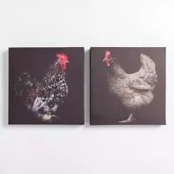 Hot Kirklands Home Rooster Portraits Canvas Art Prints, Set of 2