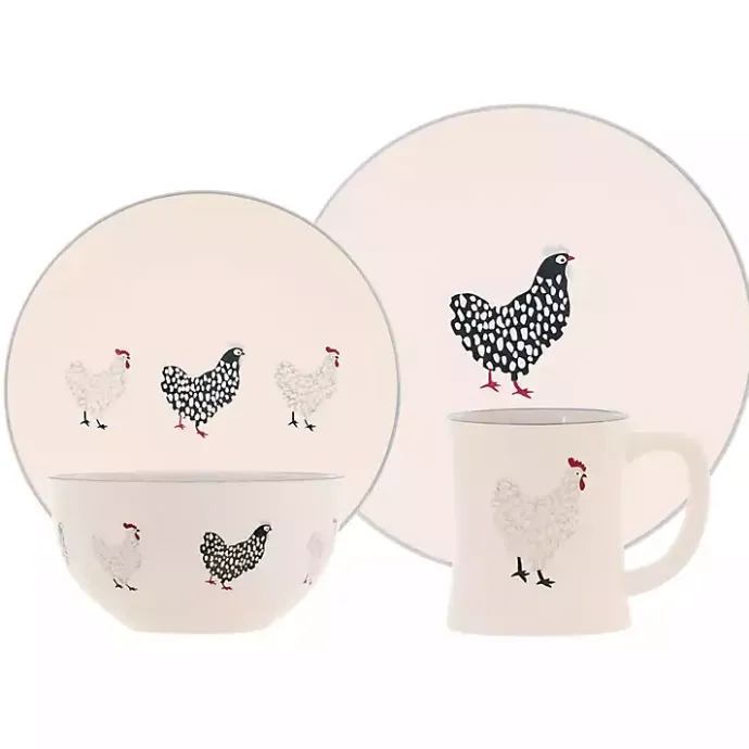 Sale Kirklands Home Rooster Stoneware 16-pc. Dinnerware Set Ivory