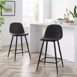 Hot Kirklands Home Rorke Faux Leather Counter Stools, Set of 2 Black