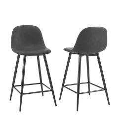 Hot Kirklands Home Rorke Faux Leather Counter Stools, Set of 2 Black