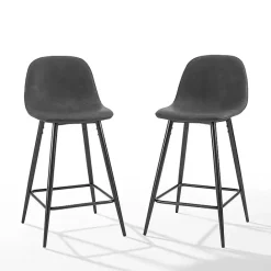 Hot Kirklands Home Rorke Faux Leather Counter Stools, Set of 2 Black