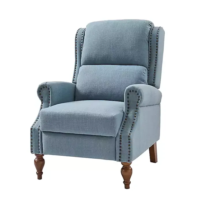 Best Kirklands Home Rosalie Upholstered Manual Recliner Blue