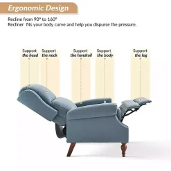 Best Kirklands Home Rosalie Upholstered Manual Recliner Blue