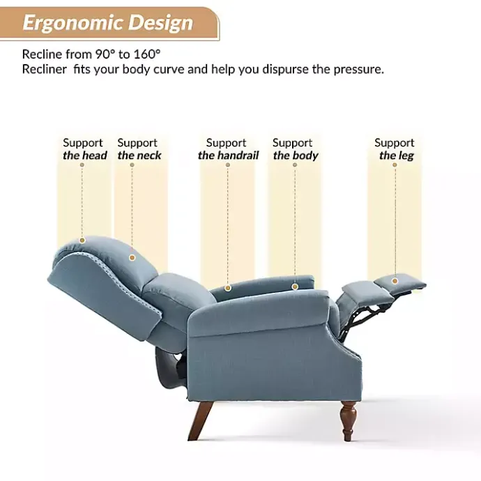 Best Kirklands Home Rosalie Upholstered Manual Recliner Blue