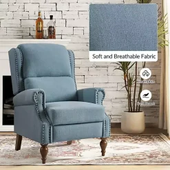 Best Kirklands Home Rosalie Upholstered Manual Recliner Blue