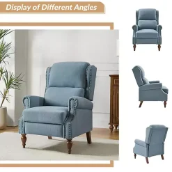 Best Kirklands Home Rosalie Upholstered Manual Recliner Blue