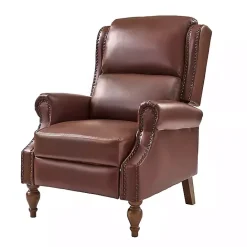 Clearance Kirklands Home Rosalie Faux Leather Manual Recliner Brown