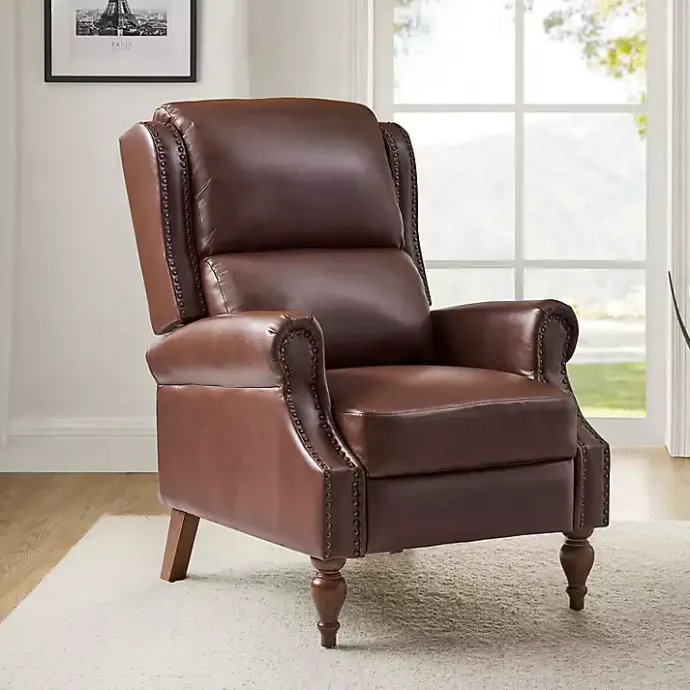 Clearance Kirklands Home Rosalie Faux Leather Manual Recliner Brown
