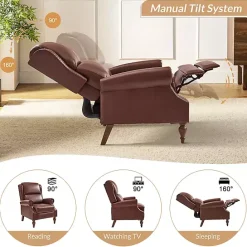 Clearance Kirklands Home Rosalie Faux Leather Manual Recliner Brown