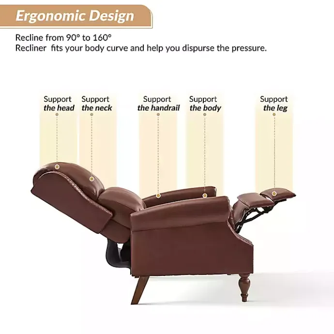 Clearance Kirklands Home Rosalie Faux Leather Manual Recliner Brown