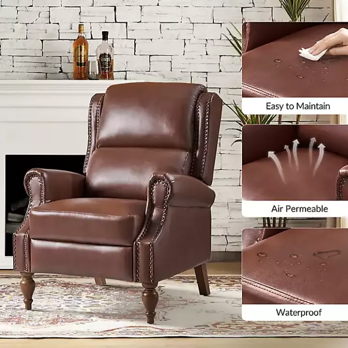 Clearance Kirklands Home Rosalie Faux Leather Manual Recliner Brown