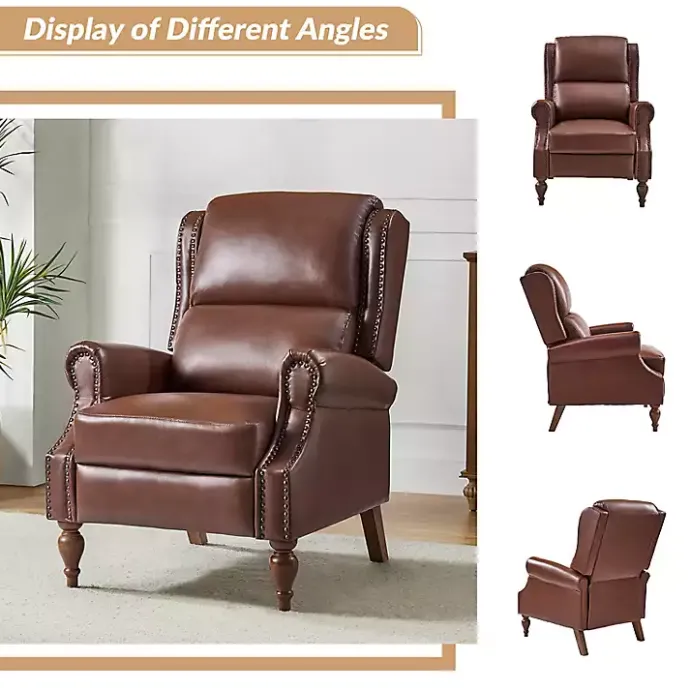 Clearance Kirklands Home Rosalie Faux Leather Manual Recliner Brown