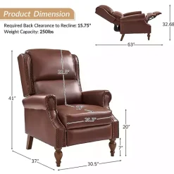 Clearance Kirklands Home Rosalie Faux Leather Manual Recliner Brown