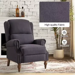 New Kirklands Home Rosalie Charcoal Upholstered Manual Recliner Gray