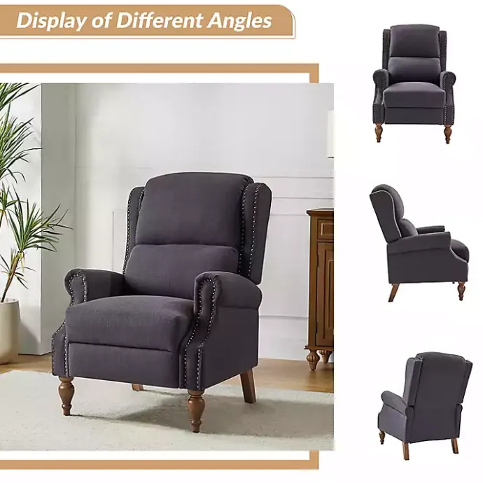 New Kirklands Home Rosalie Charcoal Upholstered Manual Recliner Gray