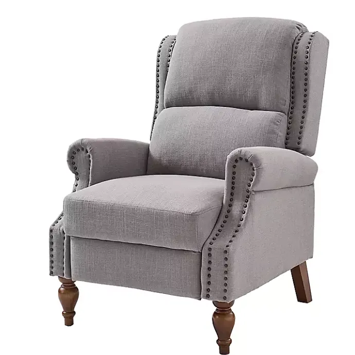 Hot Kirklands Home Rosalie Light Upholstered Manual Recliner Gray