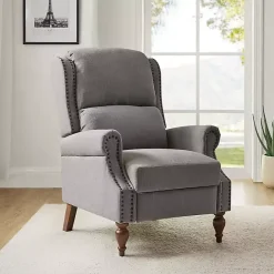 Hot Kirklands Home Rosalie Light Upholstered Manual Recliner Gray