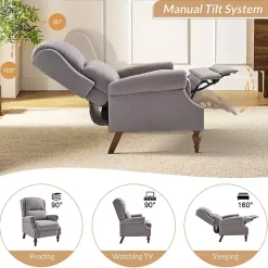 Hot Kirklands Home Rosalie Light Upholstered Manual Recliner Gray