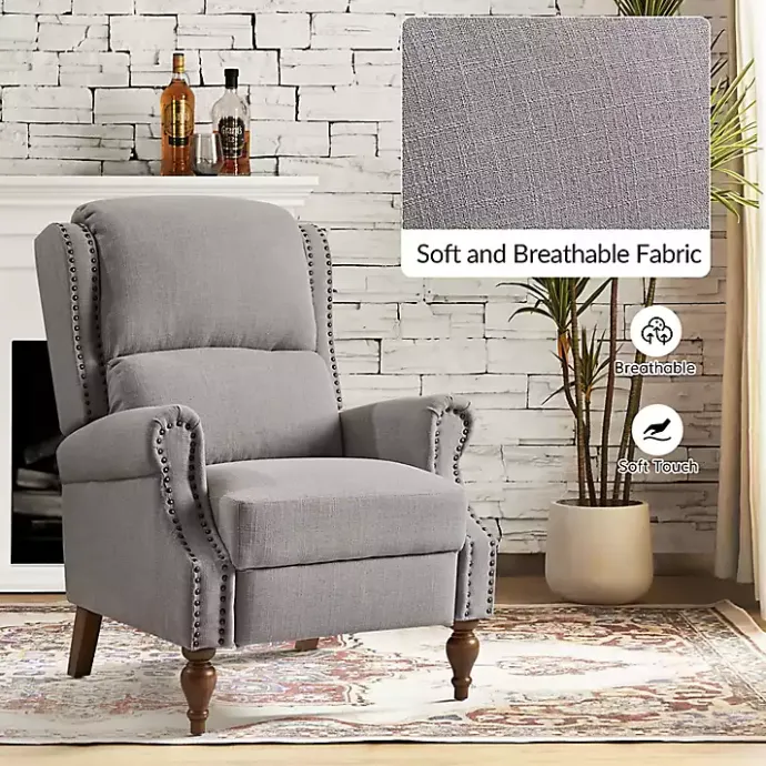 Hot Kirklands Home Rosalie Light Upholstered Manual Recliner Gray