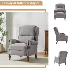 Hot Kirklands Home Rosalie Light Upholstered Manual Recliner Gray