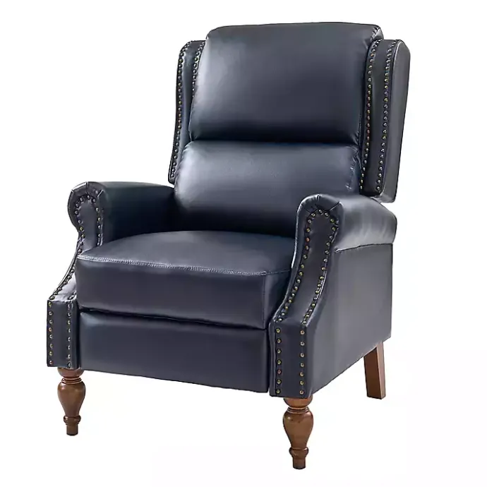 Hot Kirklands Home Rosalie Navy Faux Leather Manual Recliner Blue