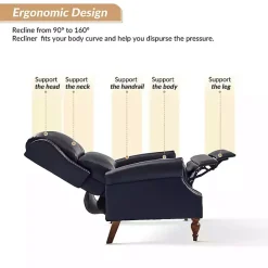 Hot Kirklands Home Rosalie Navy Faux Leather Manual Recliner Blue