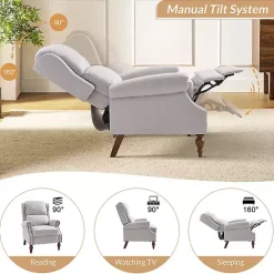 Clearance Kirklands Home Rosalie Oatmeal Upholstered Manual Recliner White