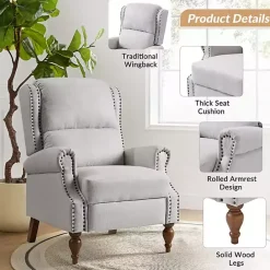 Clearance Kirklands Home Rosalie Oatmeal Upholstered Manual Recliner White
