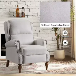 Clearance Kirklands Home Rosalie Oatmeal Upholstered Manual Recliner White