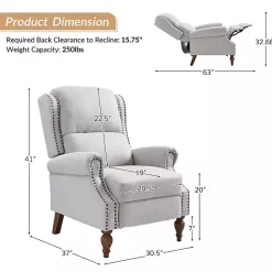 Clearance Kirklands Home Rosalie Oatmeal Upholstered Manual Recliner White