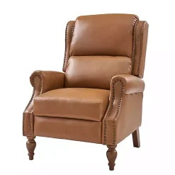Best Kirklands Home Rosalie Faux Leather Manual Recliner Tan