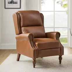 Best Kirklands Home Rosalie Faux Leather Manual Recliner Tan