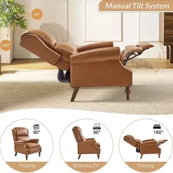 Best Kirklands Home Rosalie Faux Leather Manual Recliner Tan