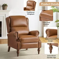 Best Kirklands Home Rosalie Faux Leather Manual Recliner Tan