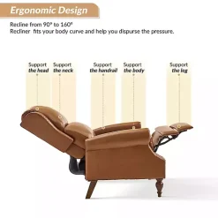 Best Kirklands Home Rosalie Faux Leather Manual Recliner Tan