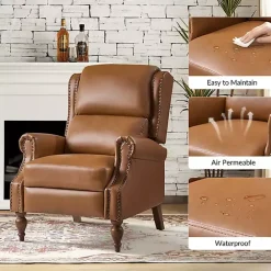 Best Kirklands Home Rosalie Faux Leather Manual Recliner Tan