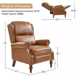 Best Kirklands Home Rosalie Faux Leather Manual Recliner Tan