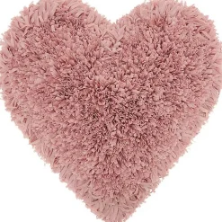 Best Kirklands Home Rose Shaggy Heart Shaped Pillow Pink