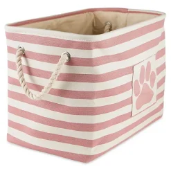 Sale Kirklands Home Rose Striped Paw Large Rectangular Pet Bin