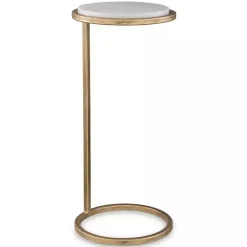 Online Kirklands Home Round Aged and Marble Accent Table Gold