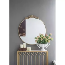 Best Kirklands Home Round Antique Floral Scroll Mirror, 39 in. Gold