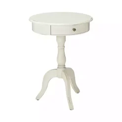 Sale Kirklands Home Round Antique Pedestal Accent Table White