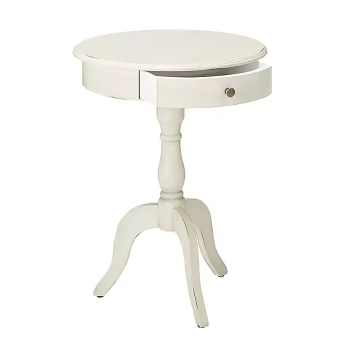 Sale Kirklands Home Round Antique Pedestal Accent Table White