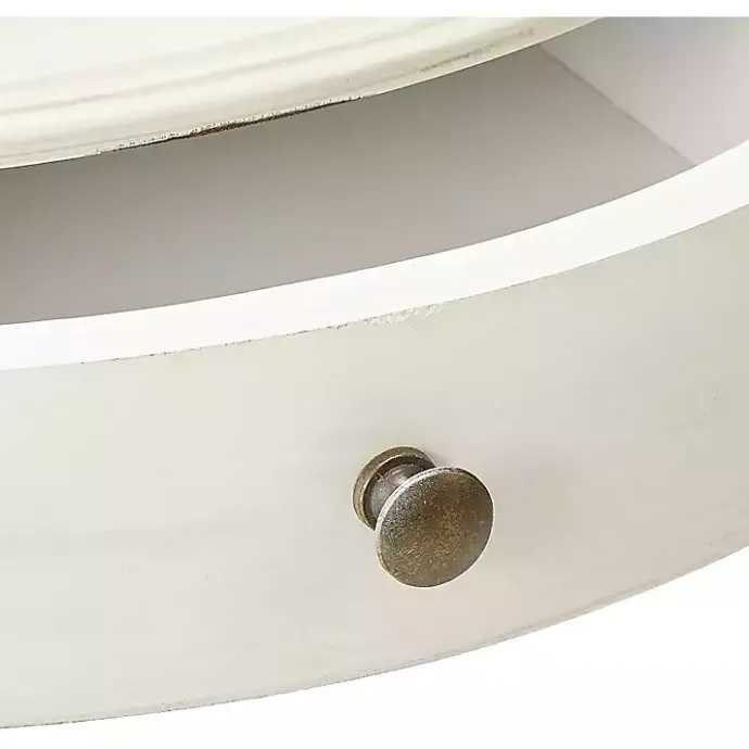 Sale Kirklands Home Round Antique Pedestal Accent Table White