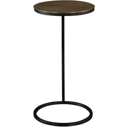 Kirklands Home Round Black and Gold Metal C-Table