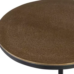 Kirklands Home Round Black and Gold Metal C-Table