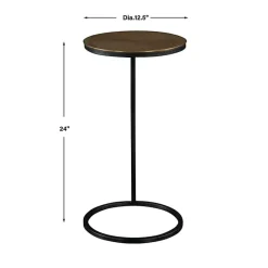 Kirklands Home Round Black and Gold Metal C-Table